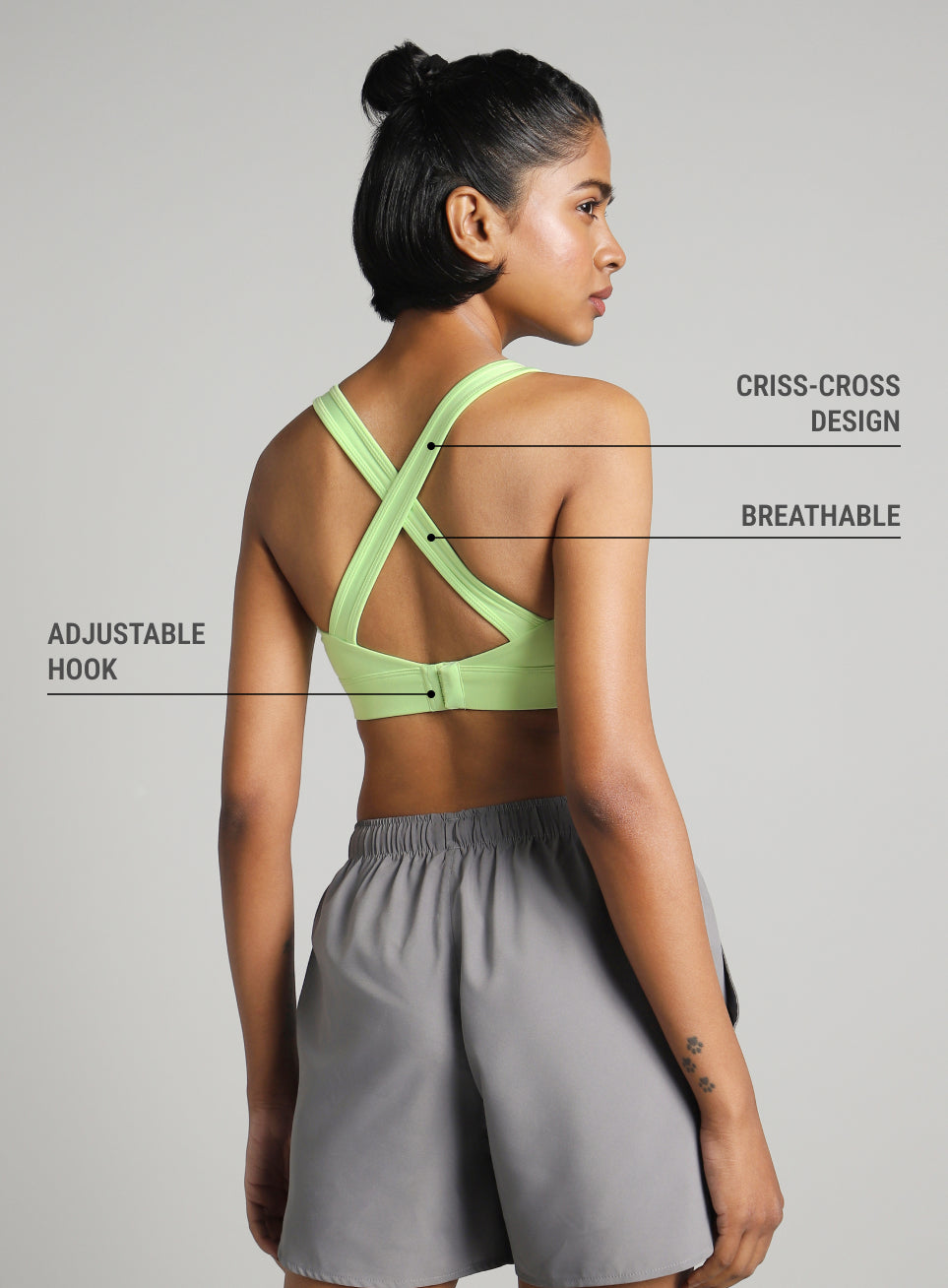 Women's Green Training Criss Cross High Support Bra