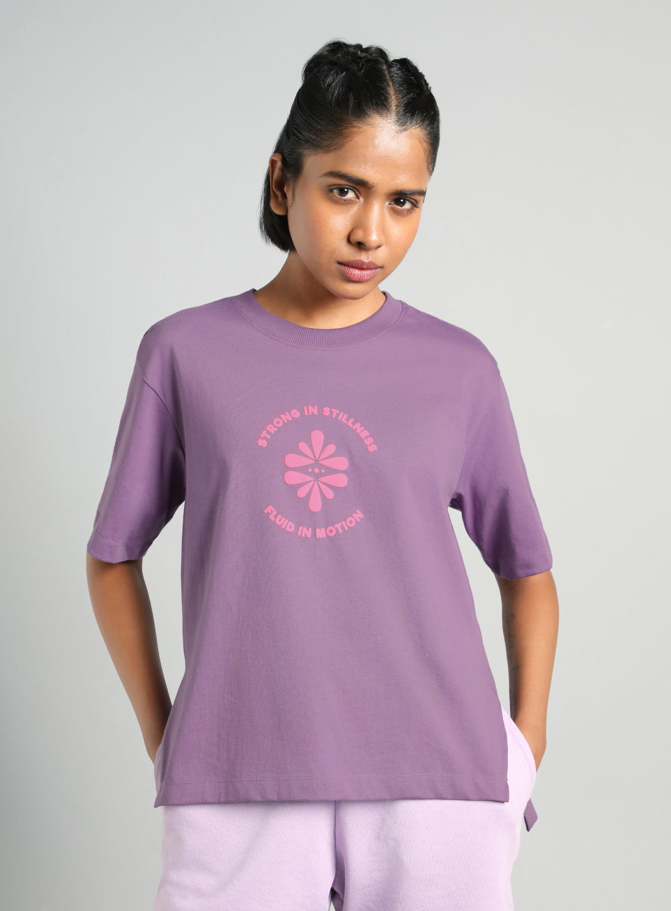 Women's Purple Flow and Flare Relaxed fit T-shirt