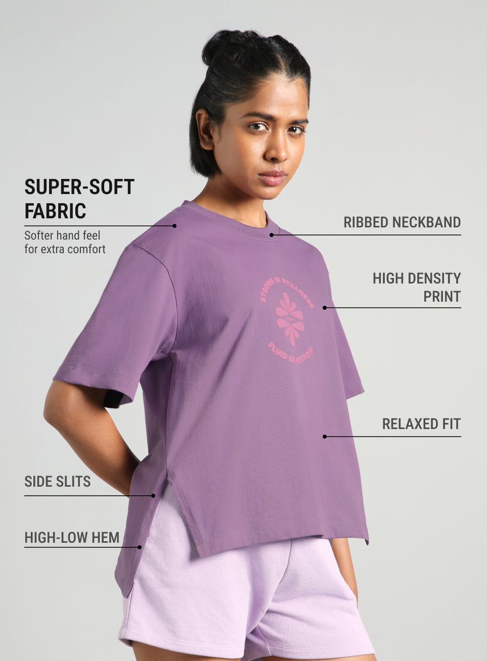 Women's Purple Flow and Flare Relaxed fit T-shirt