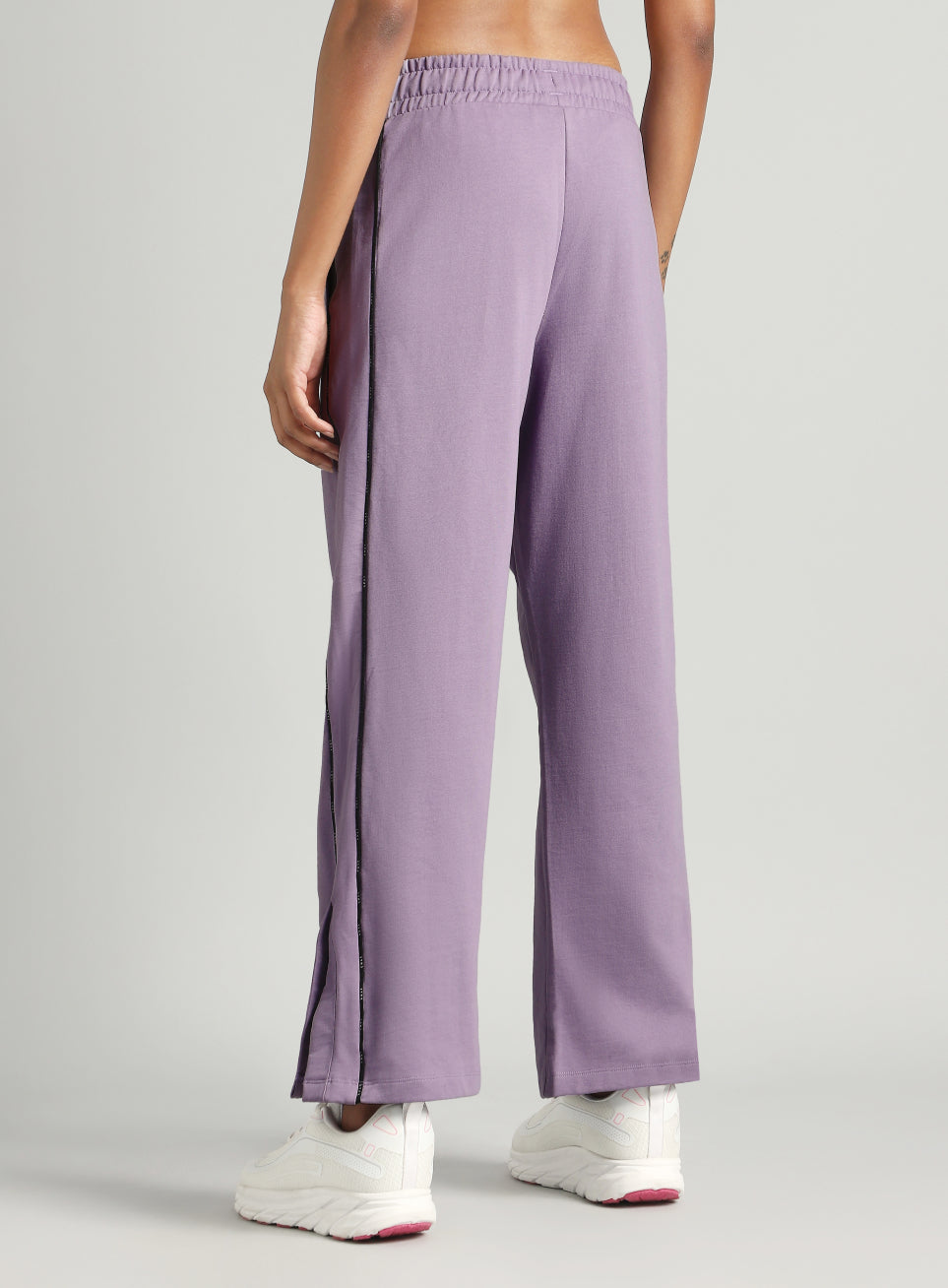 Women's Purple Panelled Straight Fit Trackpants