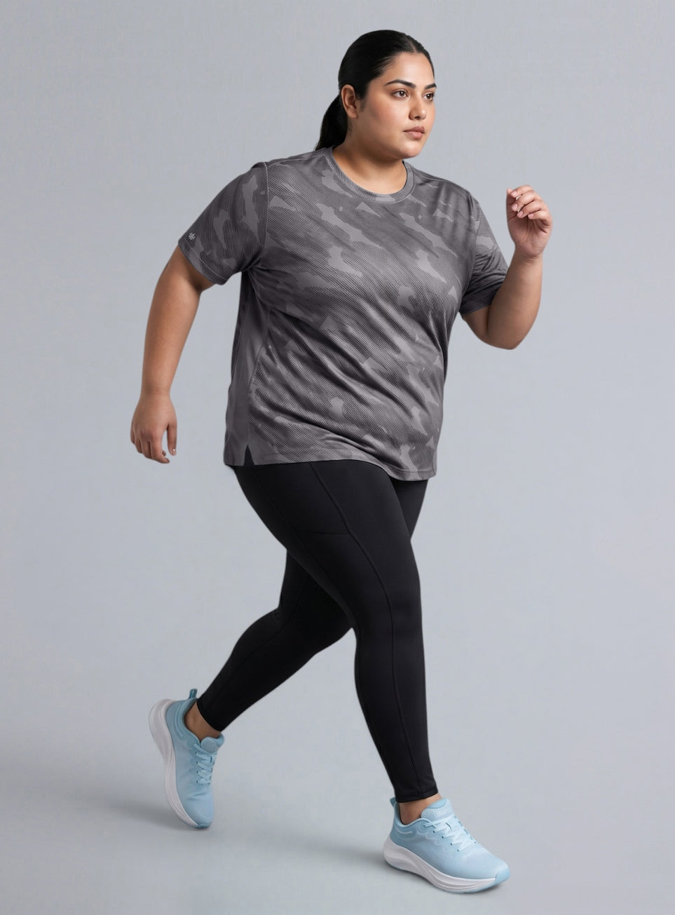 Women's Dark Grey Urban Urban Camo Plus size Running T-shirt