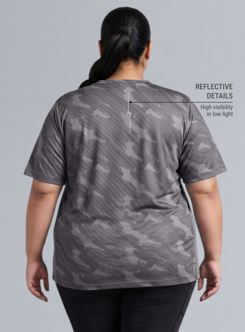 Women's Dark Grey Urban Urban Camo Plus size Running T-shirt