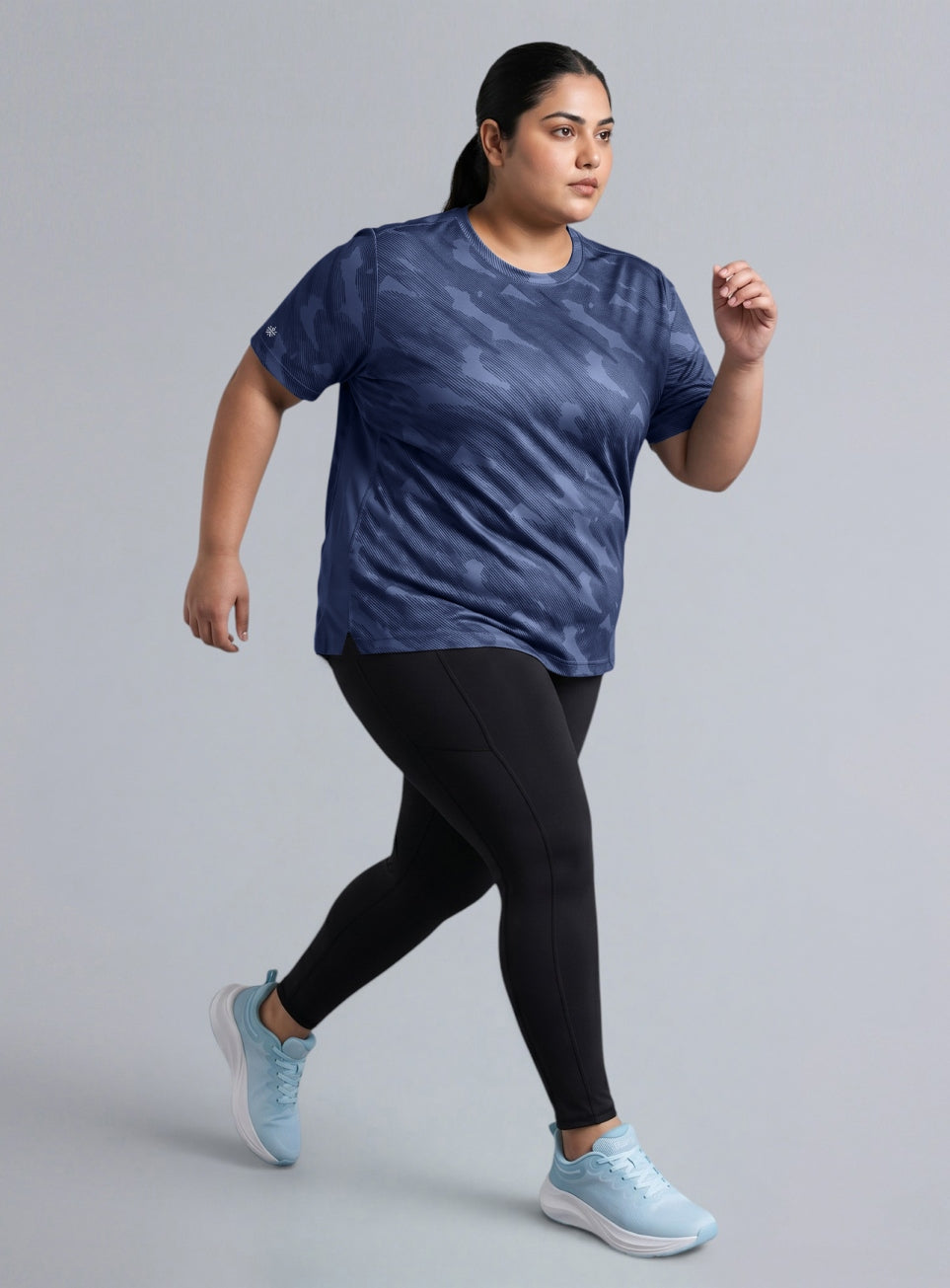 Women's Blue Urban Urban Camo Plus size Running T-shirt