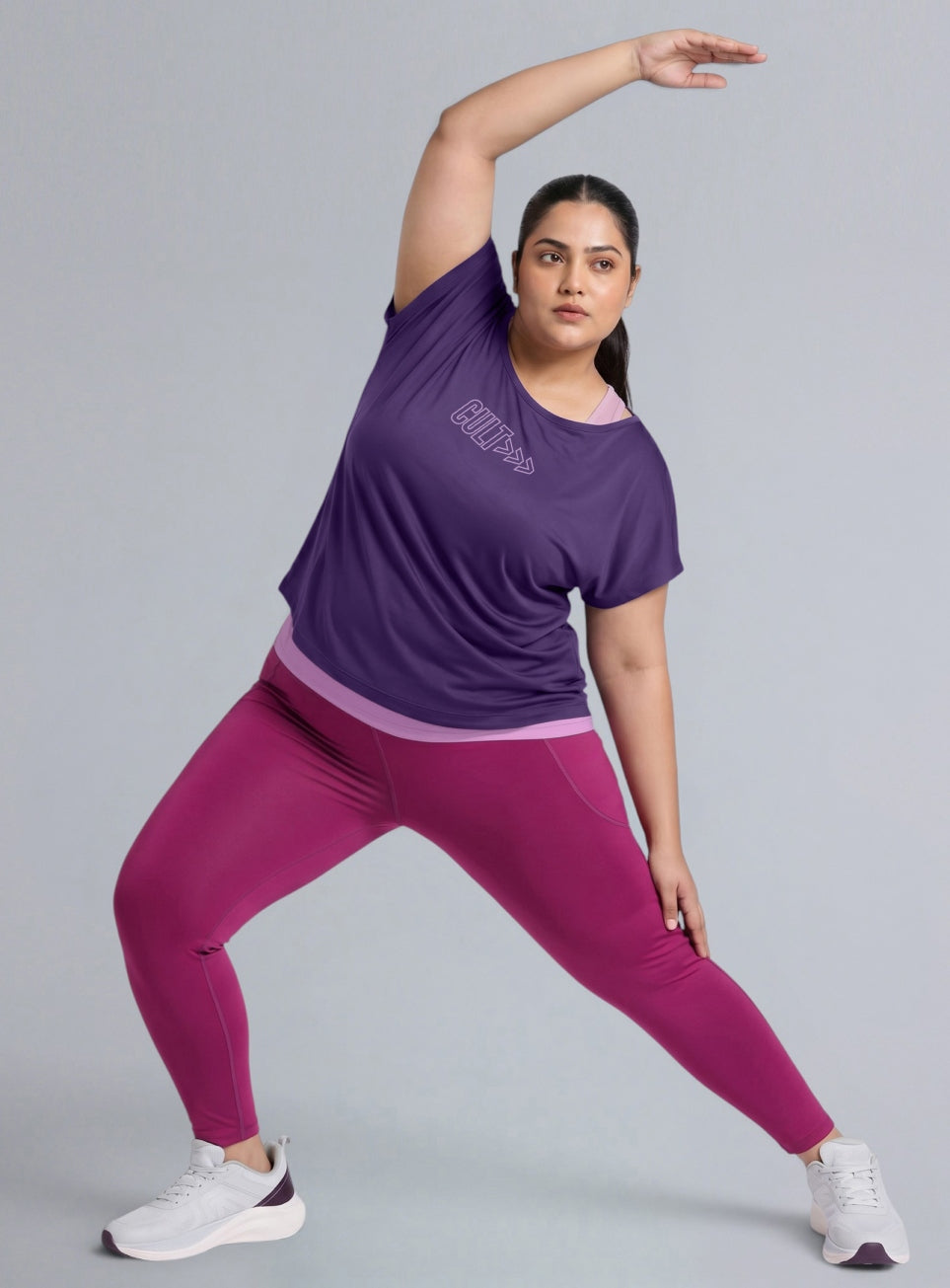 Women's Purple Tank Layered Training Plus Size T-shirt