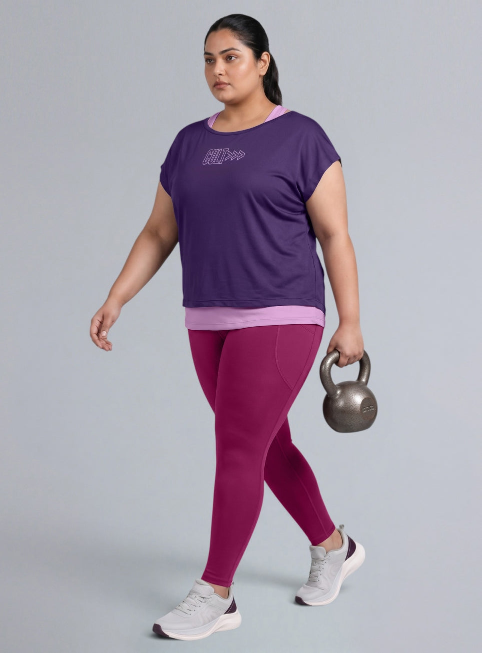 Women's Purple Tank Layered Training Plus Size T-shirt