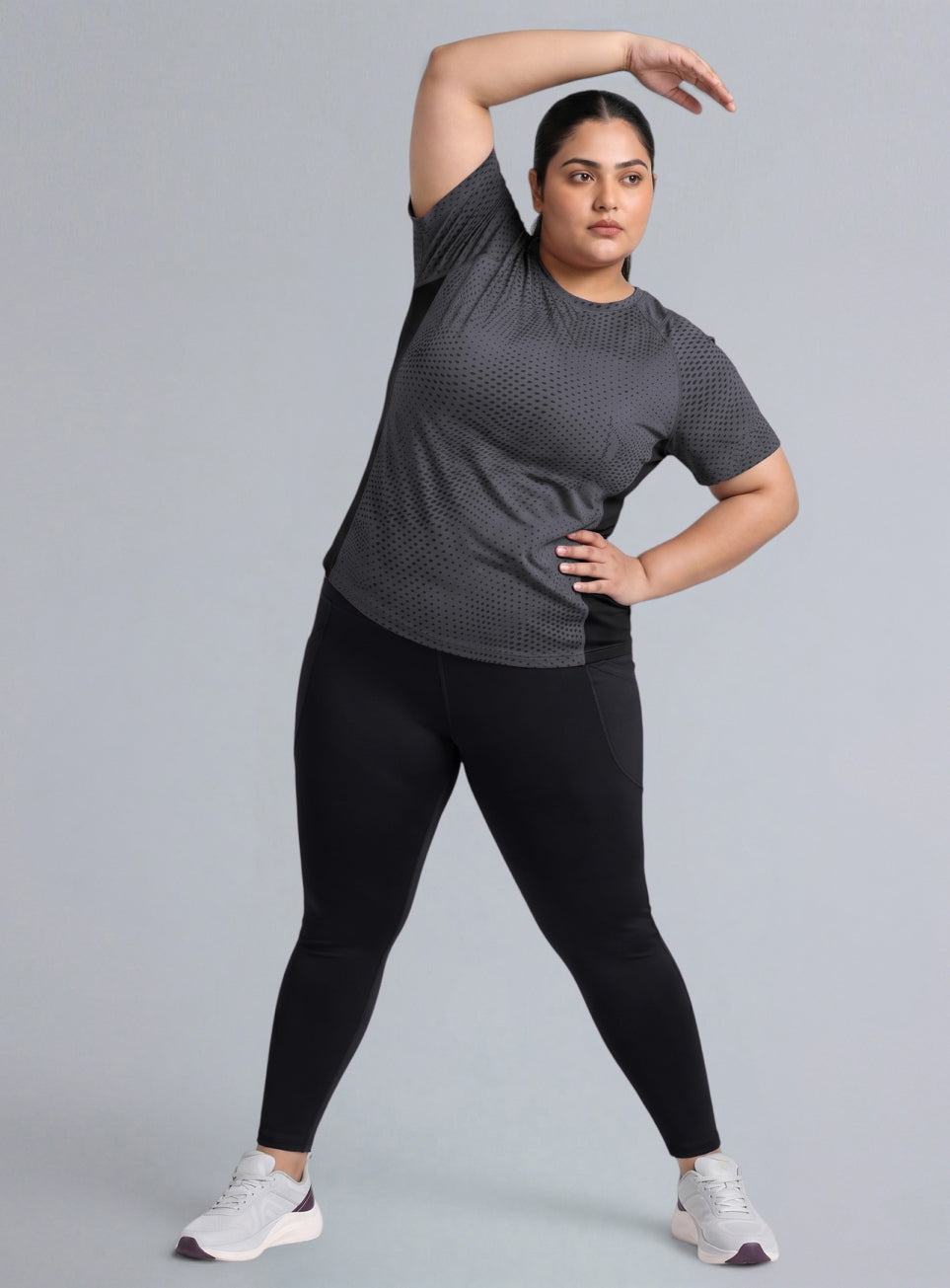Women's Grey Dynamic Move Training Plus size T-shirt