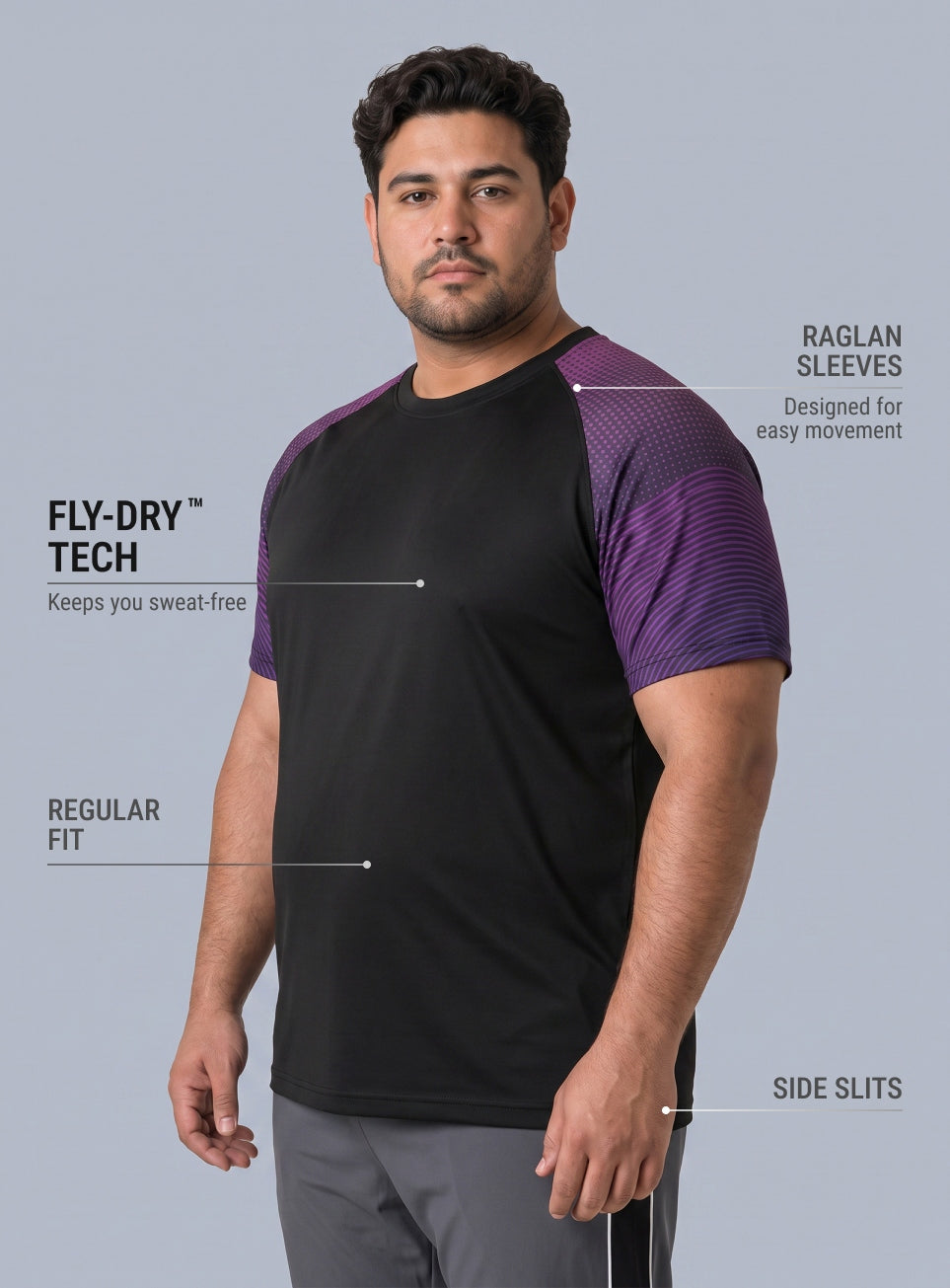 Men's Black Pop Up Training Essential Plus Size T-shirt