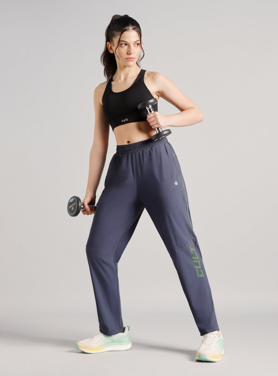 Women's Grey Power Pop Training Trackpants