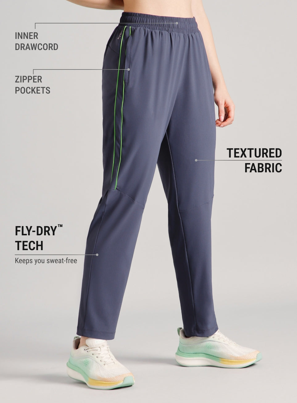 Women's Grey Power Pop Training Trackpants