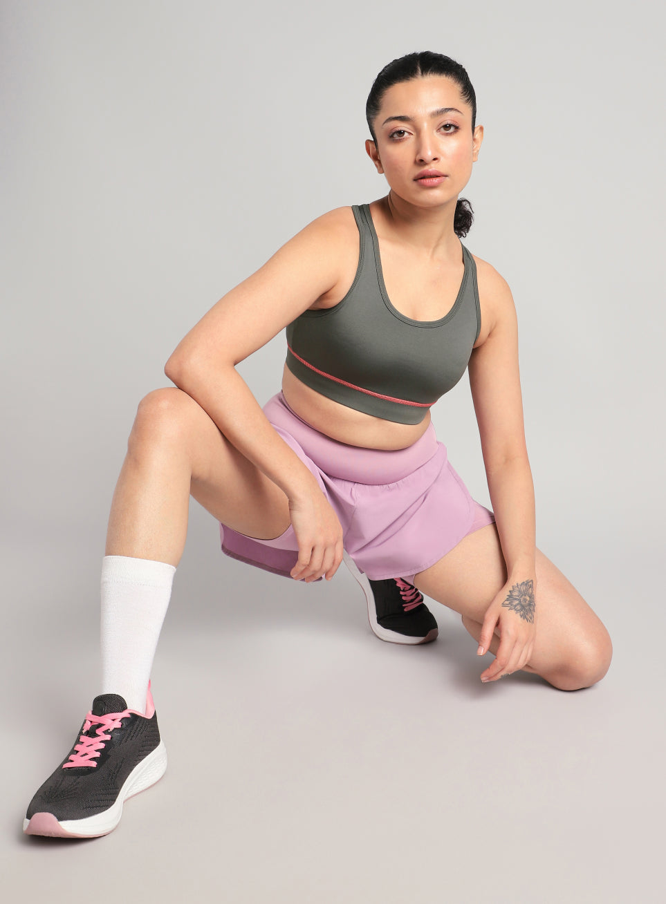 Women's Dark Grey Train-in Medium Support Sports Bra