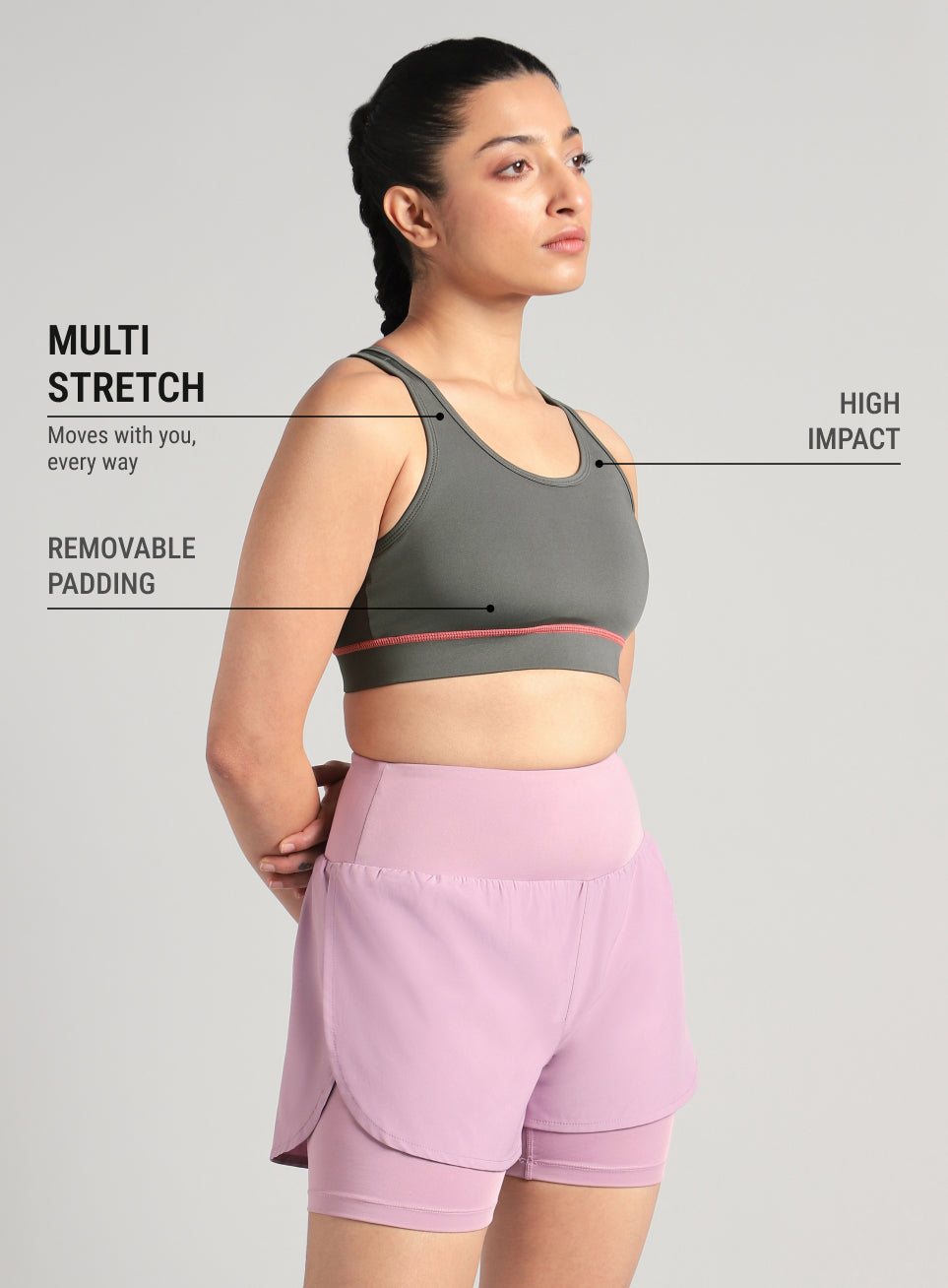 Women's Dark Grey Train-in Medium Support Sports Bra