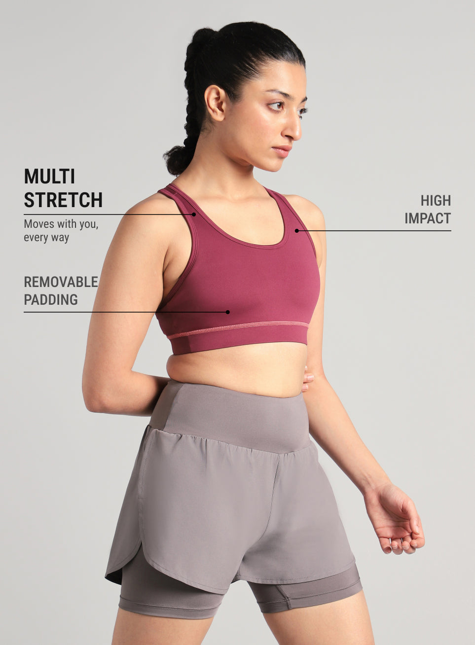 Women's Maroon Train-in Medium Support Sports Bra