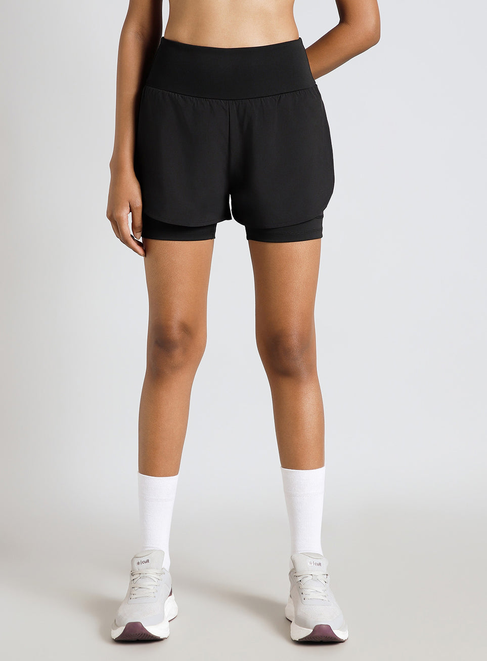 Women's Black Performance Pro Training Layered Shorts