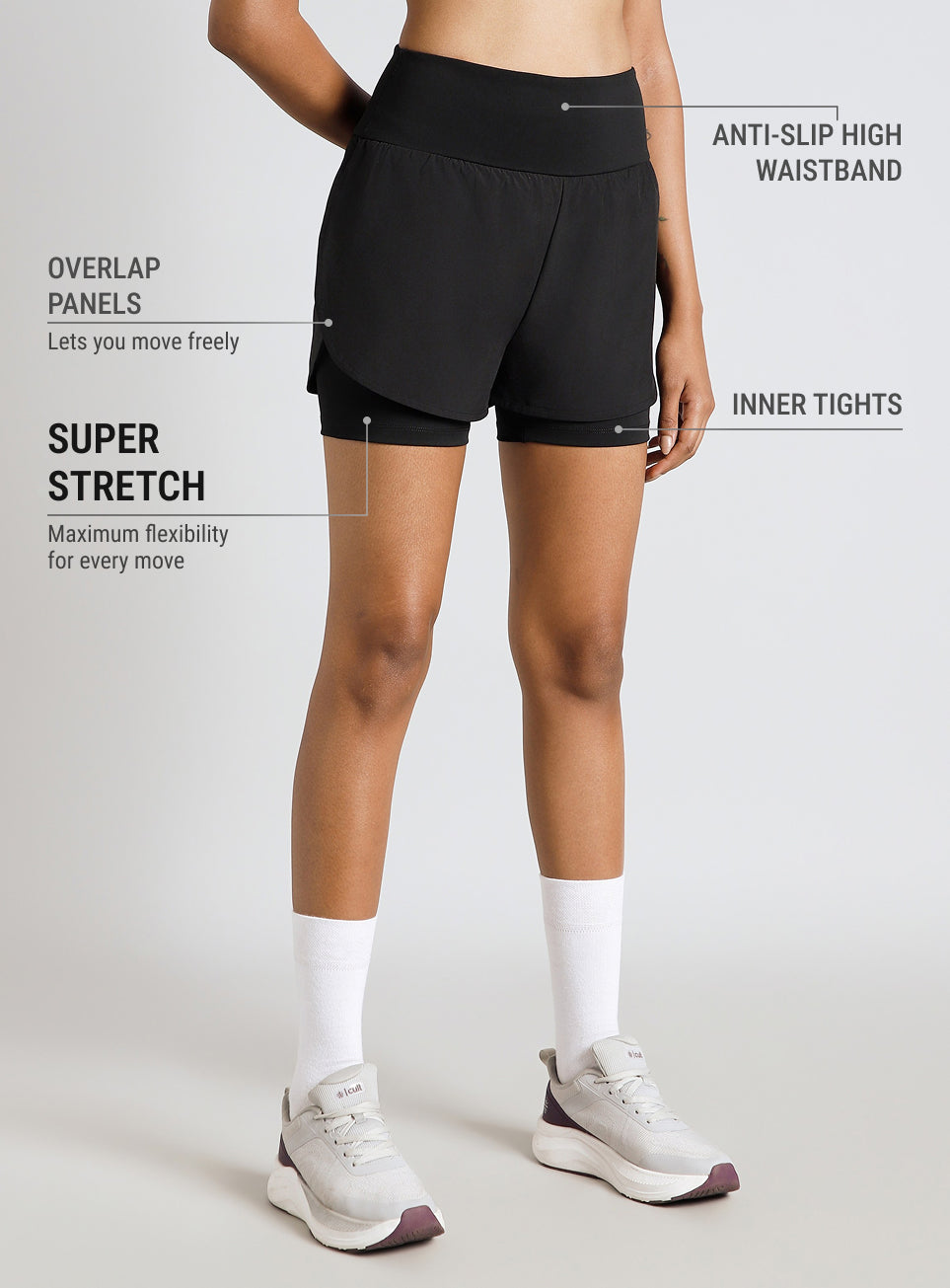 Women's Black Performance Pro Training Layered Shorts