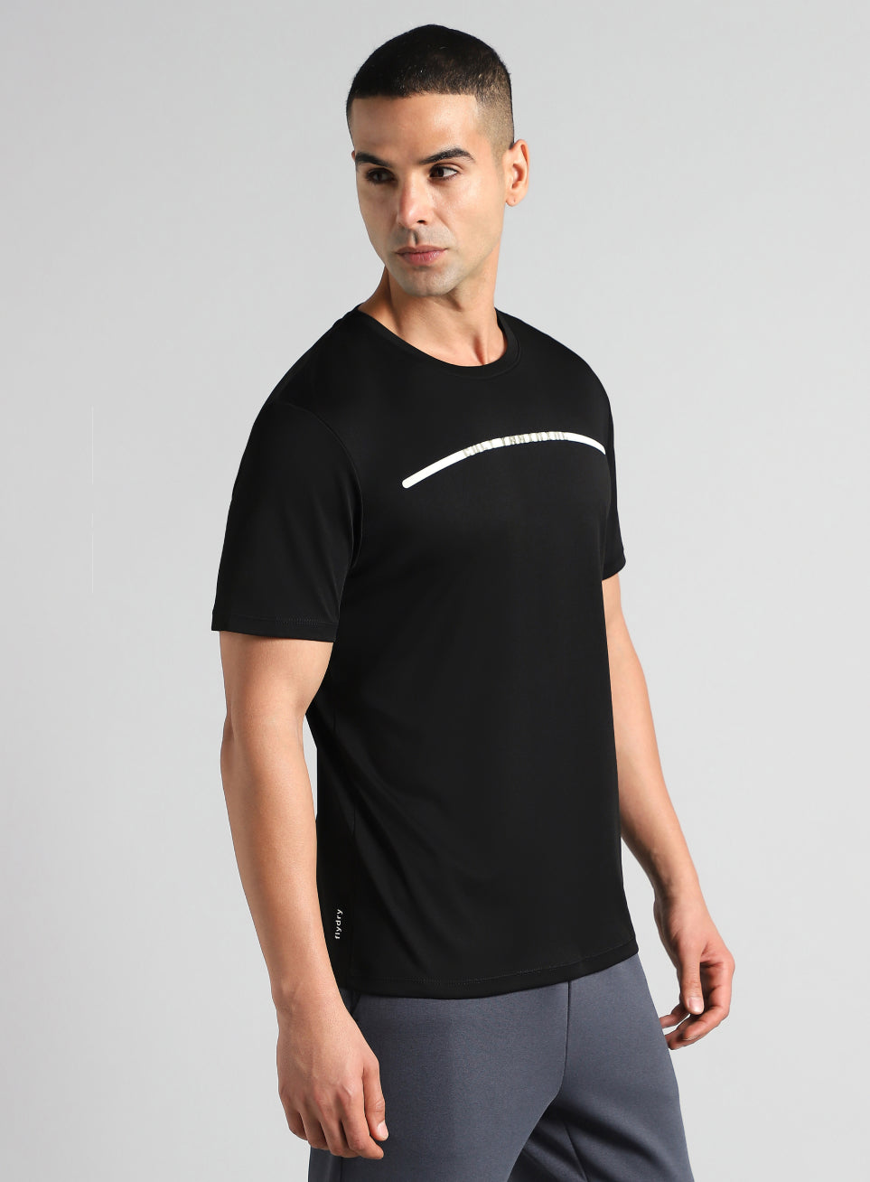 Men's Black Sculpted Print Training T-shirt