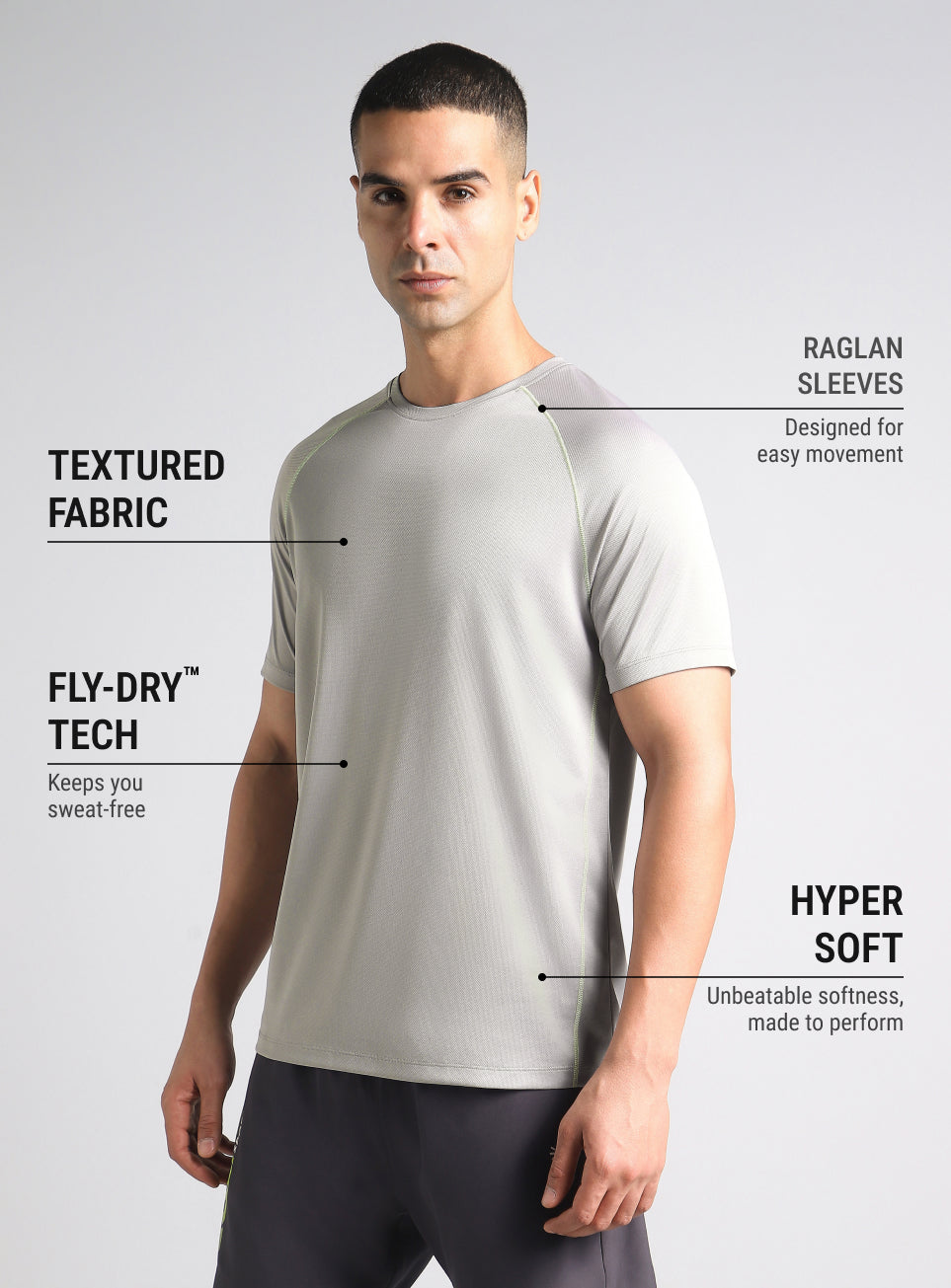 Men's Grey Everyday Workout Train Tee