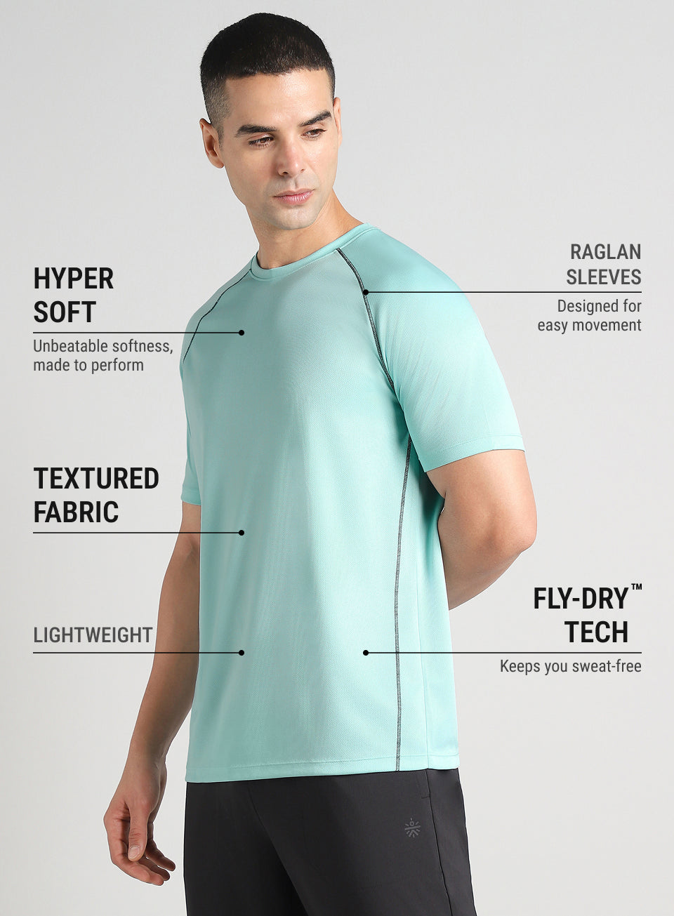 Men's Turquoise Everyday Workout Train T-shirt