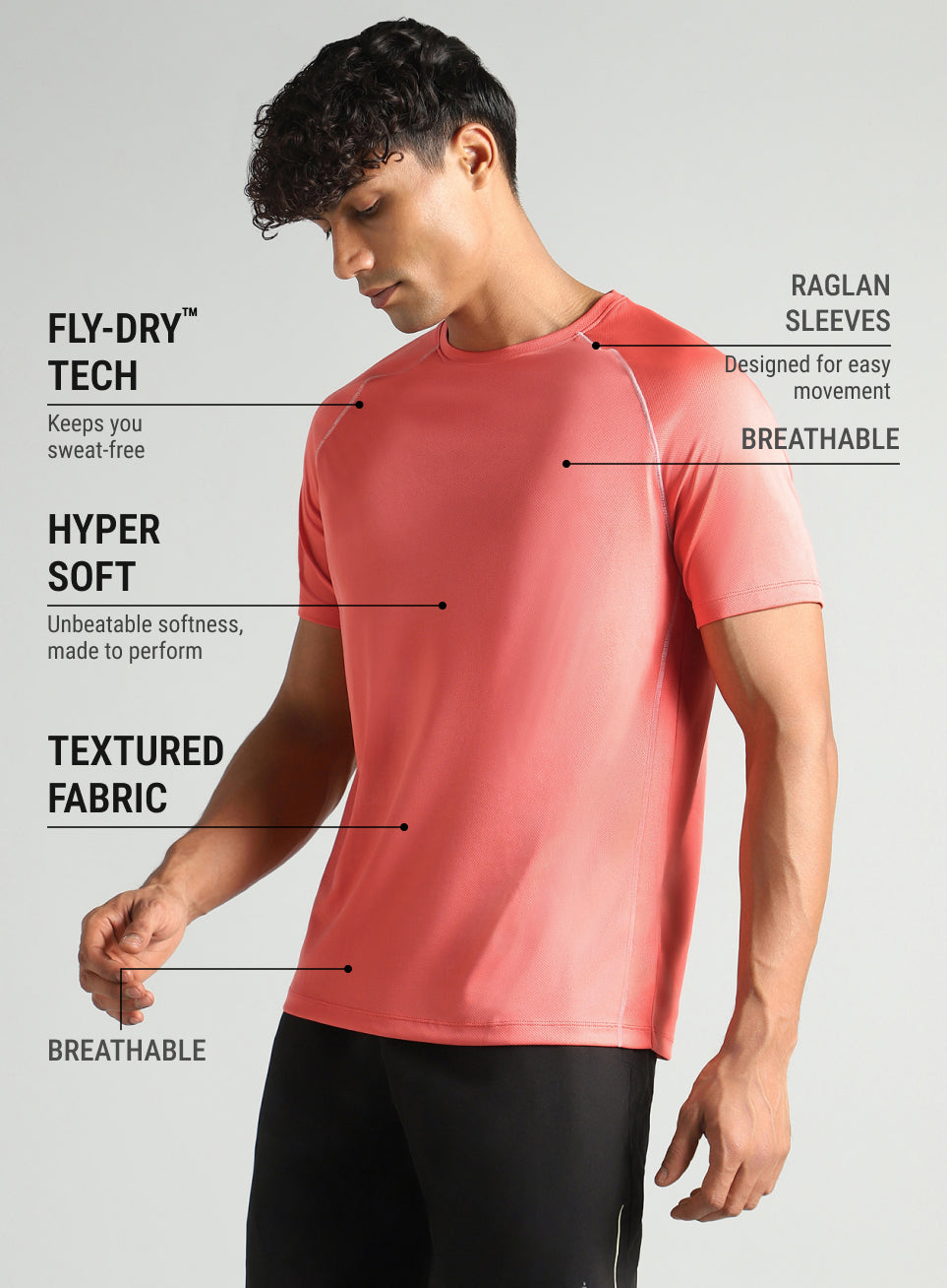 Men's Coral Everyday Workout Train T-shirt