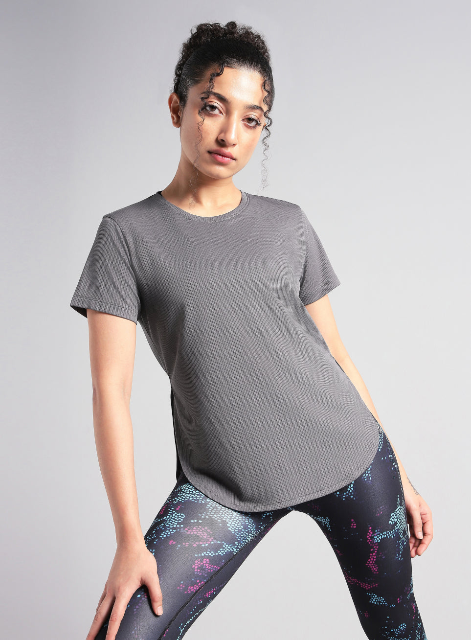 Women's Dark Gey Core Training Longline T-shirt