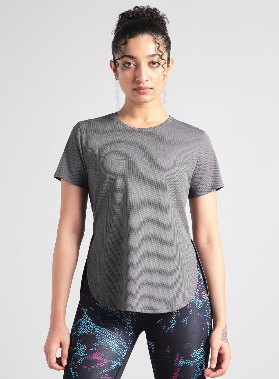 Women's Dark Gey Core Training Longline T-shirt