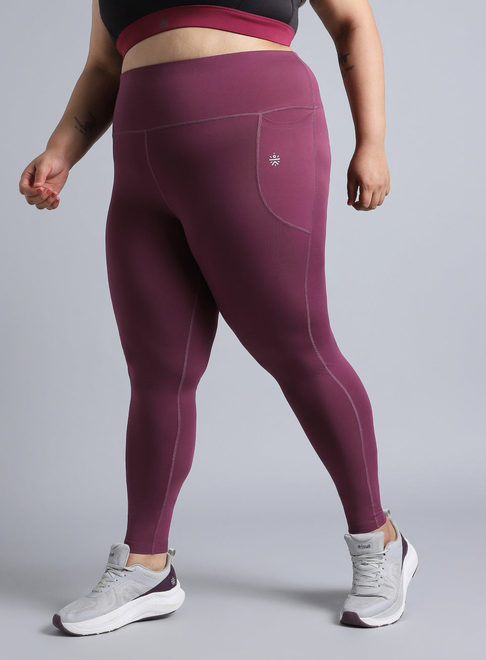 Women's Maroon Training Essential Plus Size Tights