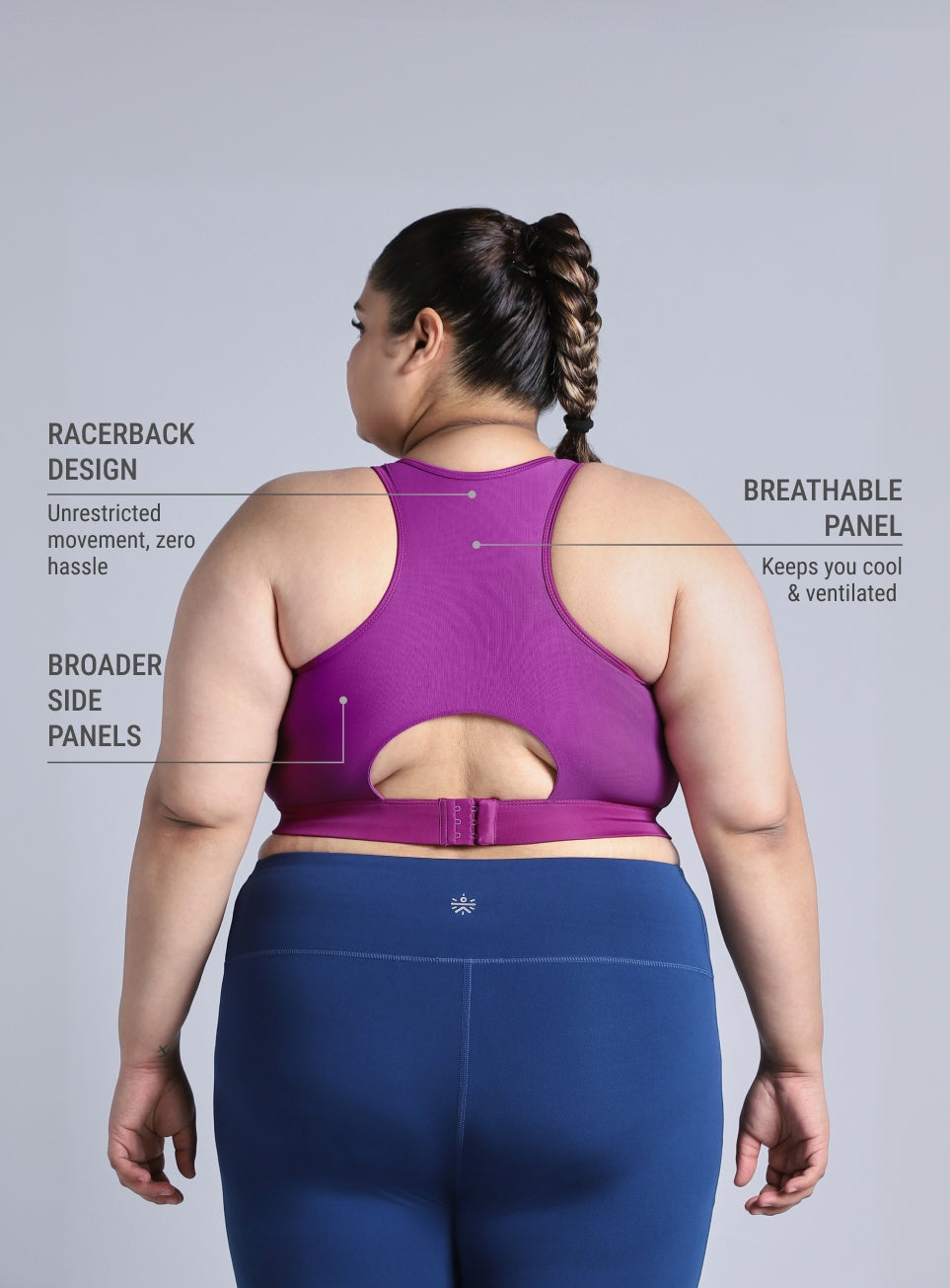 Women's Pink Racerback with Hook High Support Plus Size Sports Bra