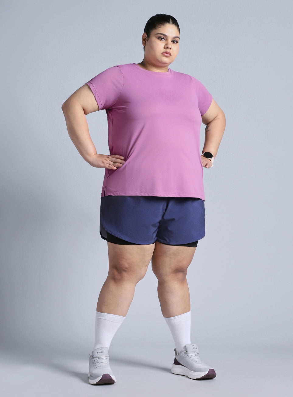 Women's Purple Training Essential Plus Size Regular Fit T-shirt