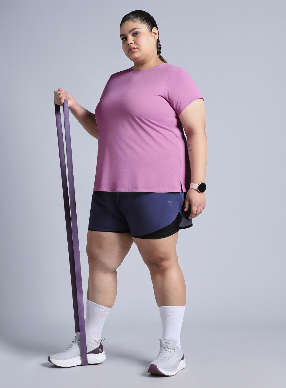 Women's Purple Training Essential Plus Size Regular Fit T-shirt