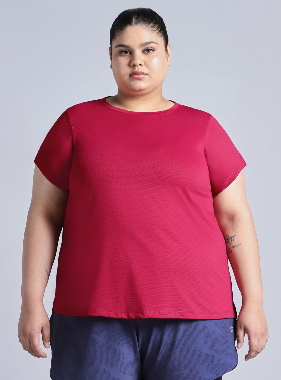 Women's Pink Training Essential Plus Size Regular Fit T-shirt