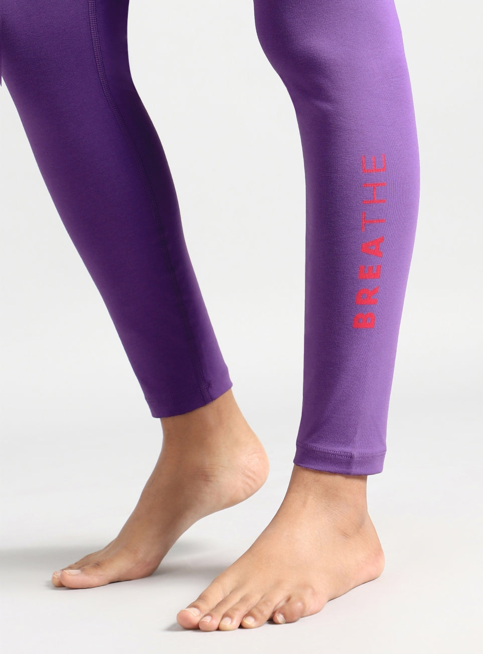 Women's Purple Breathe In-Out Yoga Cotton Tights