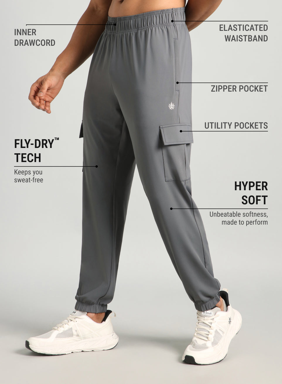 Men's Dark Grey Cargo Training Joggers