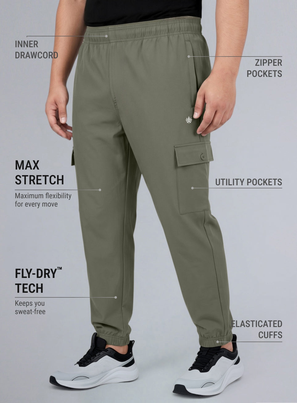 Men's Olive Cargo Training Plus Size Joggers