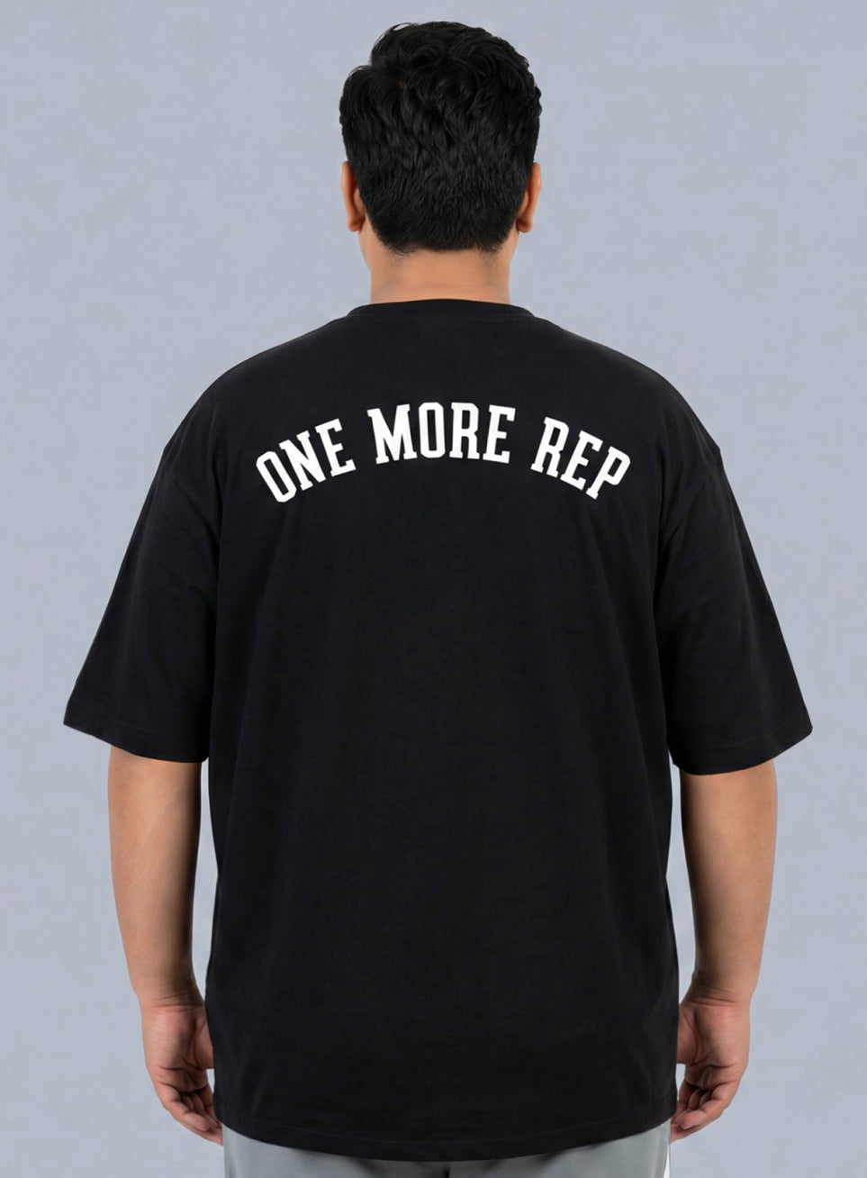 Men's Black One More Rep Graphic Plus Size Oversized Fit T-shirt