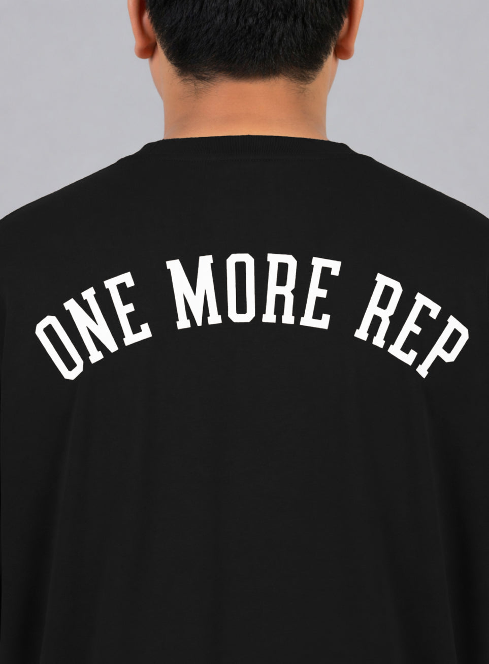 Men's Black One More Rep Graphic Plus Size Oversized Fit T-shirt