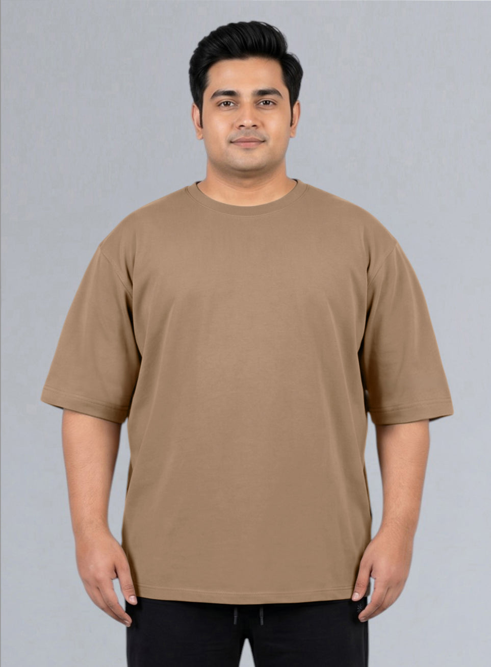 Men's Beige One More Rep Graphic Plus Size Oversized Fit T-shirt
