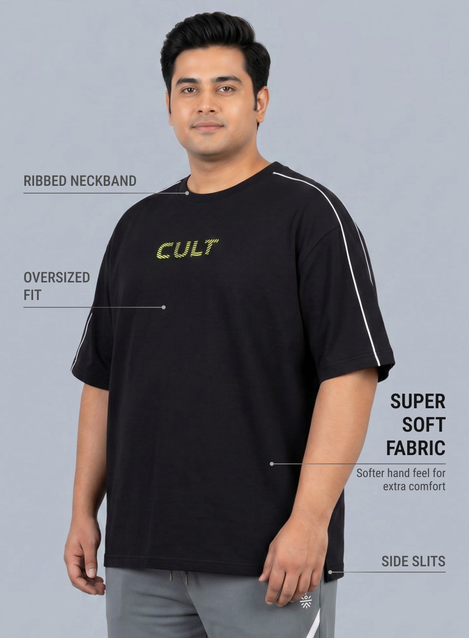 Men's Black Cult Brand Carrier Plus size Oversized Fit T-shirt