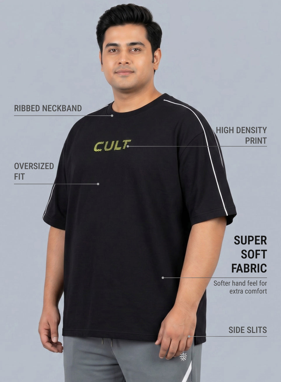 Men's Black Cult Brand Carrier Plus size Oversized Fit T-shirt