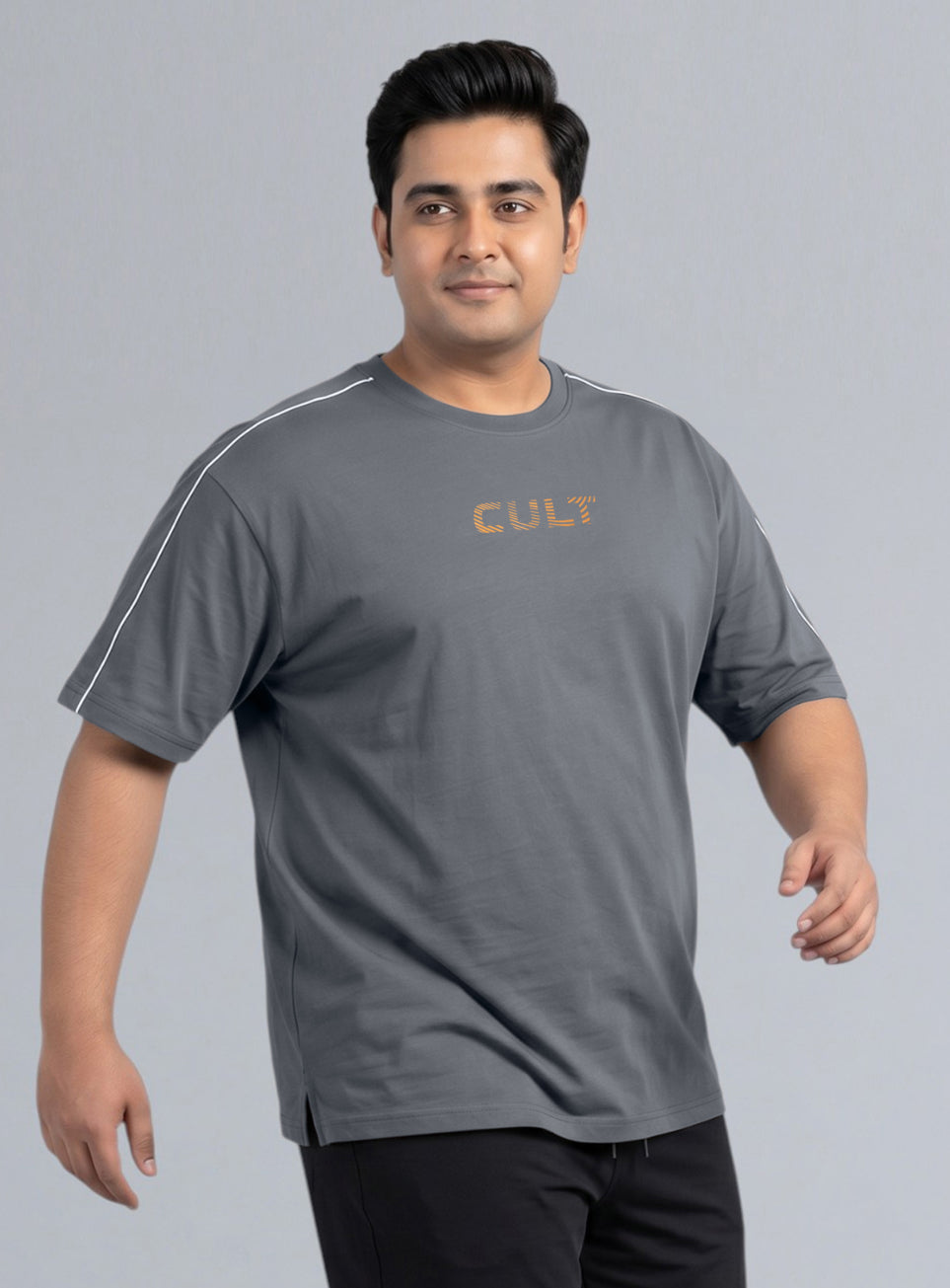 Men's Dark Grey Cult Brand Carrier Plus Size Oversized Fit T-shirt