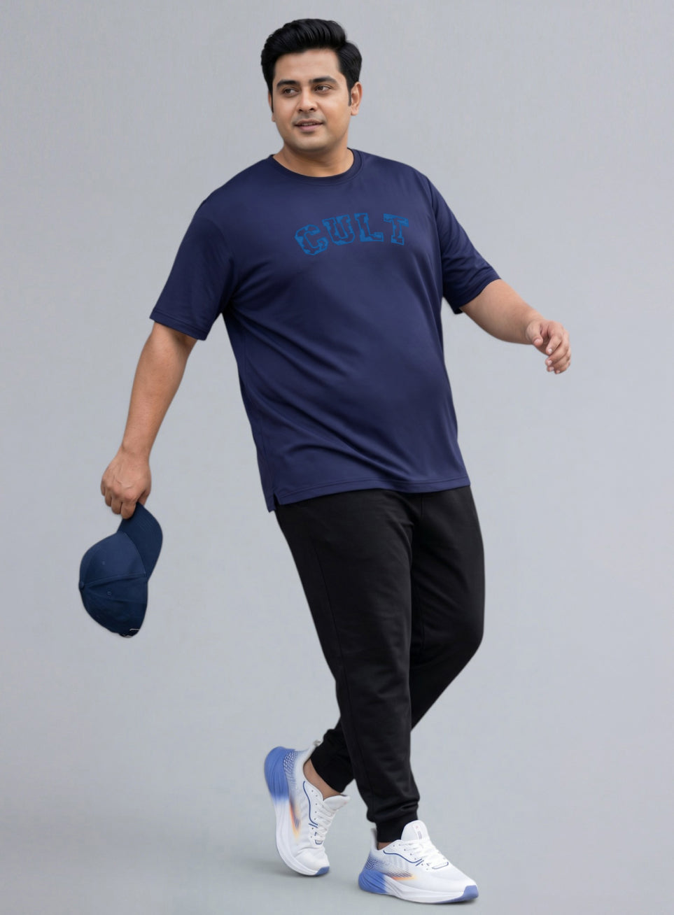 Men's Navy Cult Branding Graphic Plus Size Relaxed T-shirt