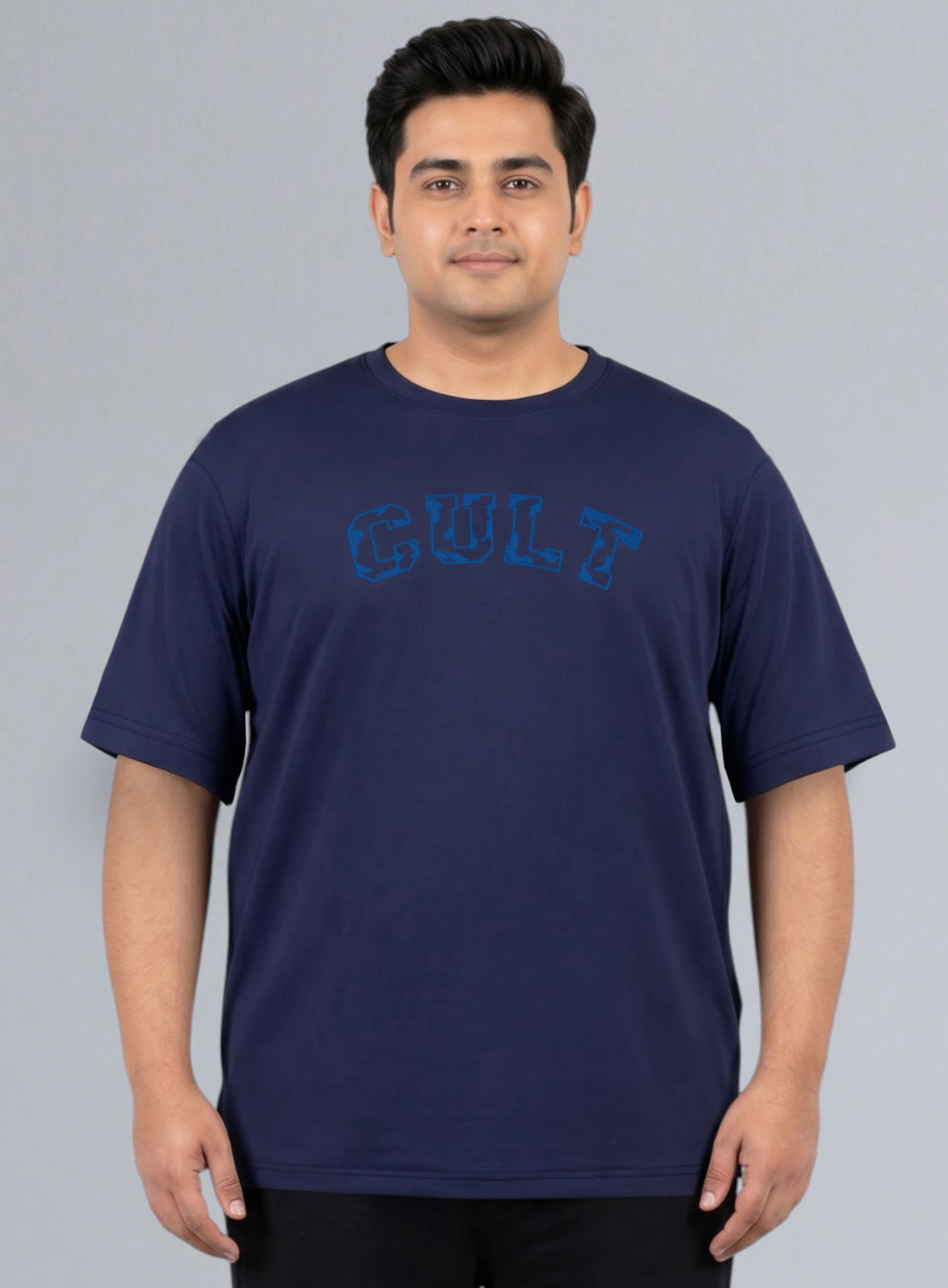 Men's Navy Cult Branding Graphic Plus Size Relaxed T-shirt