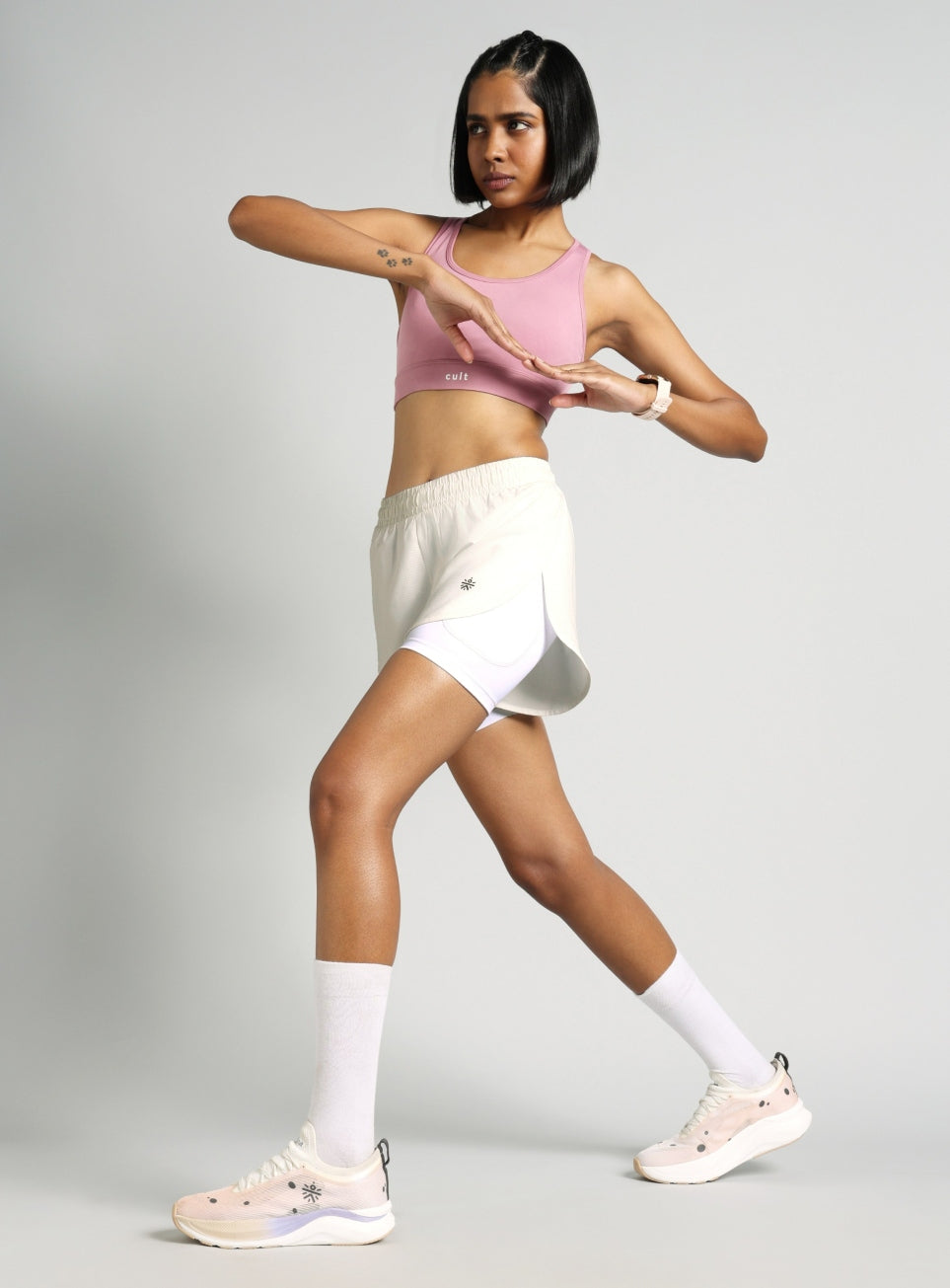 Women's White Cult Zero Strider Shorts with Inner Shorts