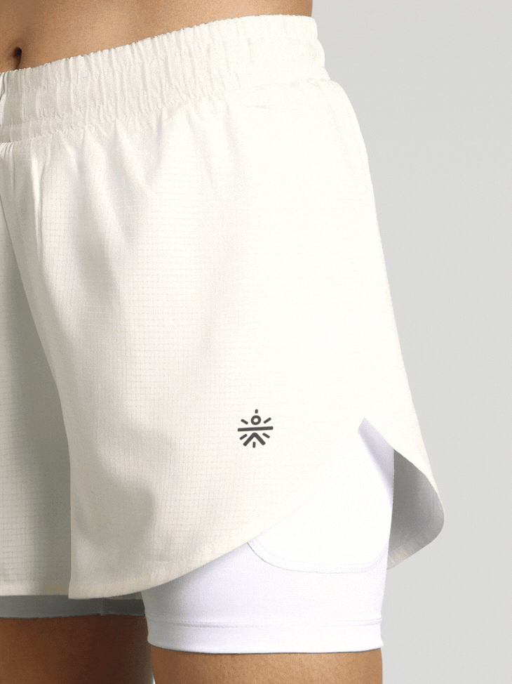 Women's White Cult Zero Strider Shorts with Inner Shorts
