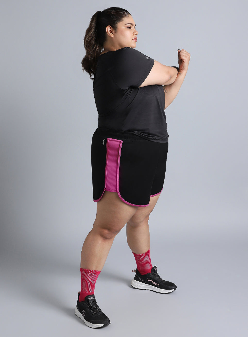 Women's Black Power Active Plus Size Shorts