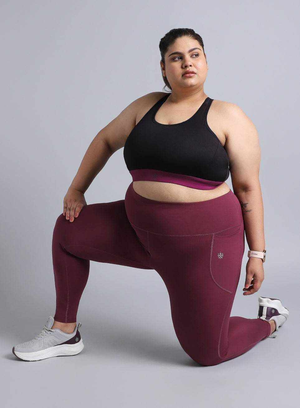 Women's Black Run Forward High Support Plus Size Bra