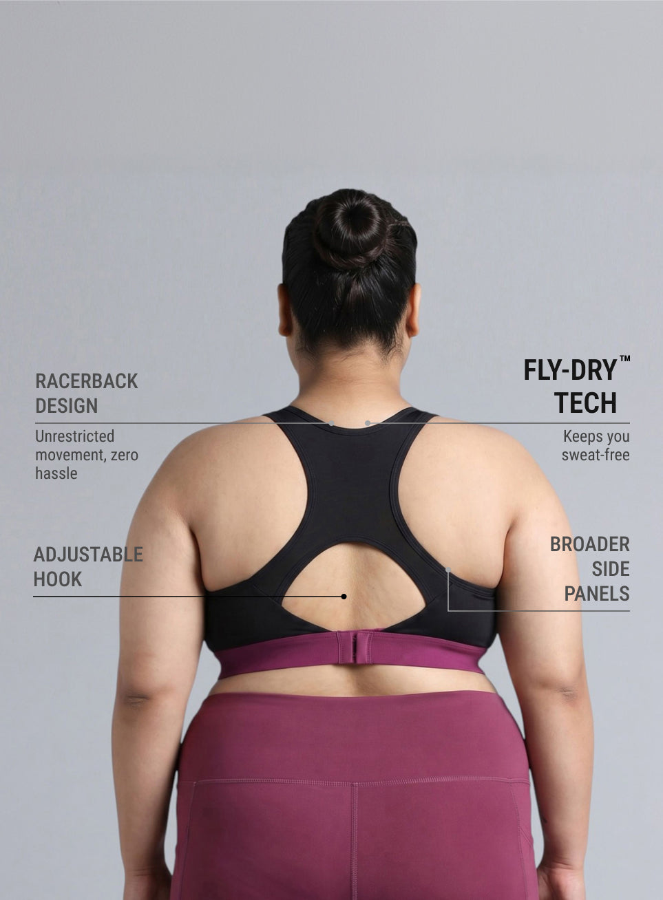 Women's Black Run Forward High Support Plus Size Bra