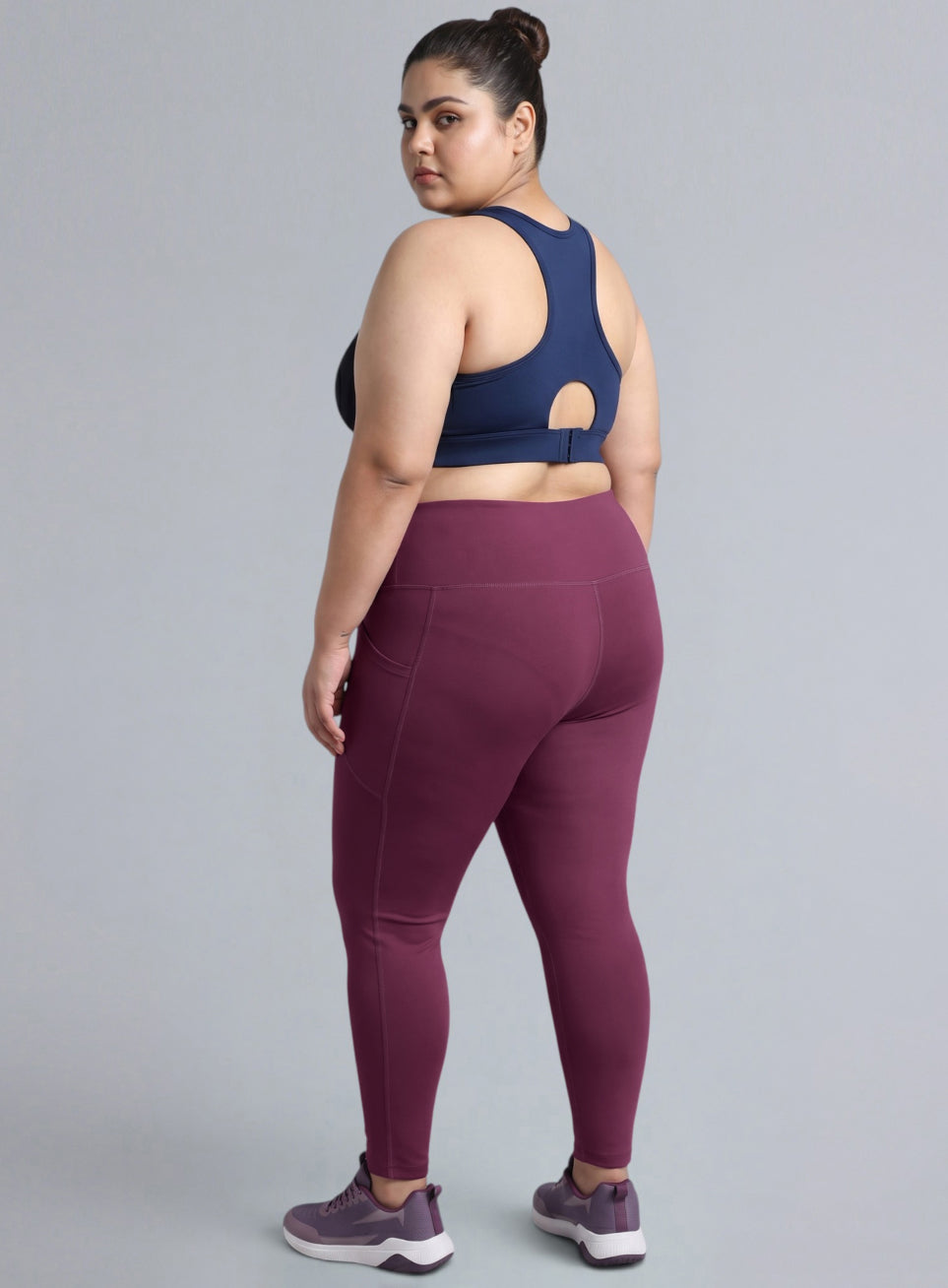 Women's Blue Racer Back Hook Running High Support Plus Size Sports Bra