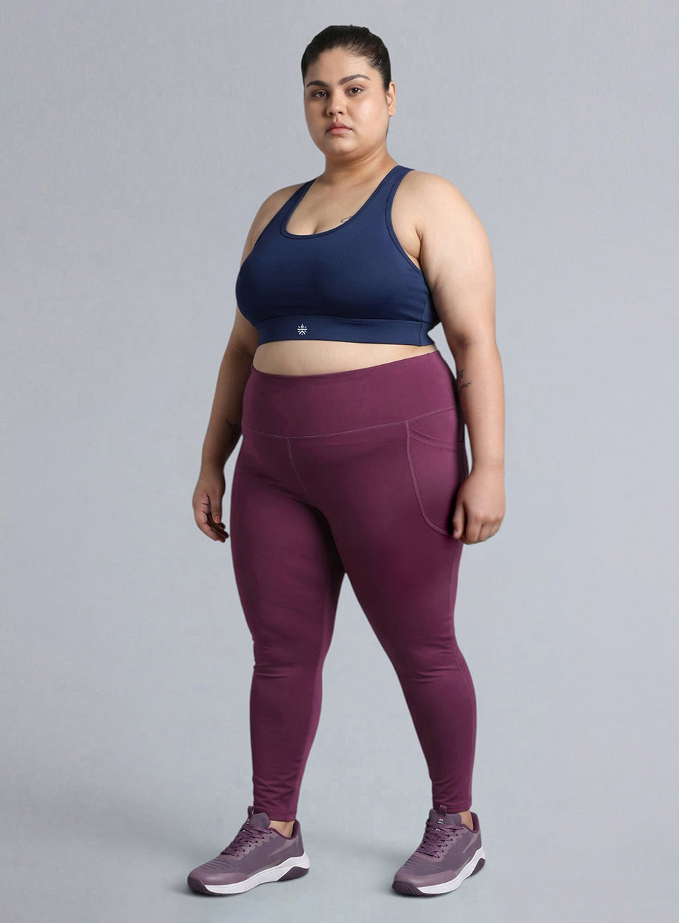 Women's Blue Racer Back Hook Running High Support Plus Size Sports Bra