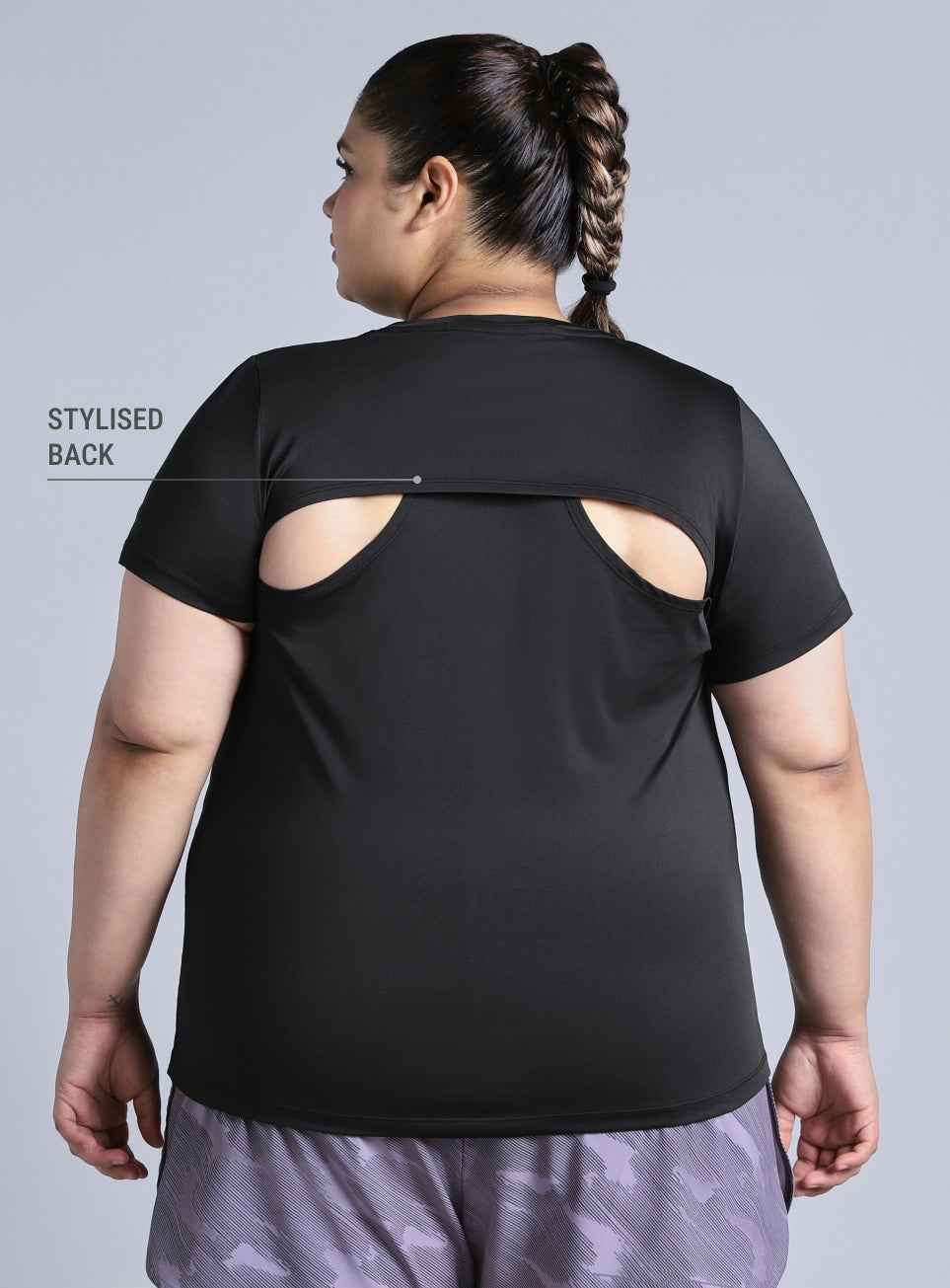 Women's Black Plus Size Back Vent Training Tee