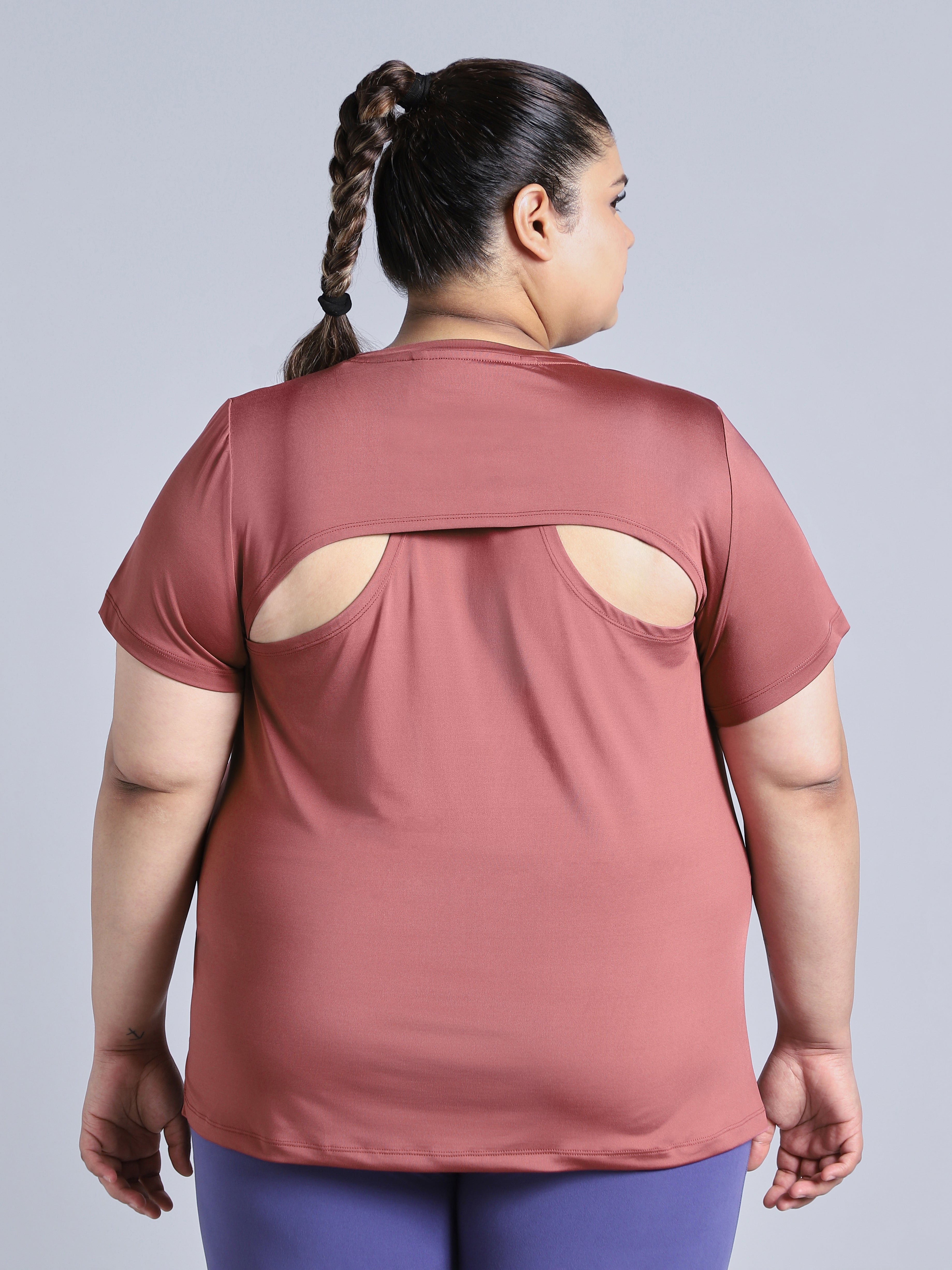 Women's Pink Plus Size Back Vent Training Tee