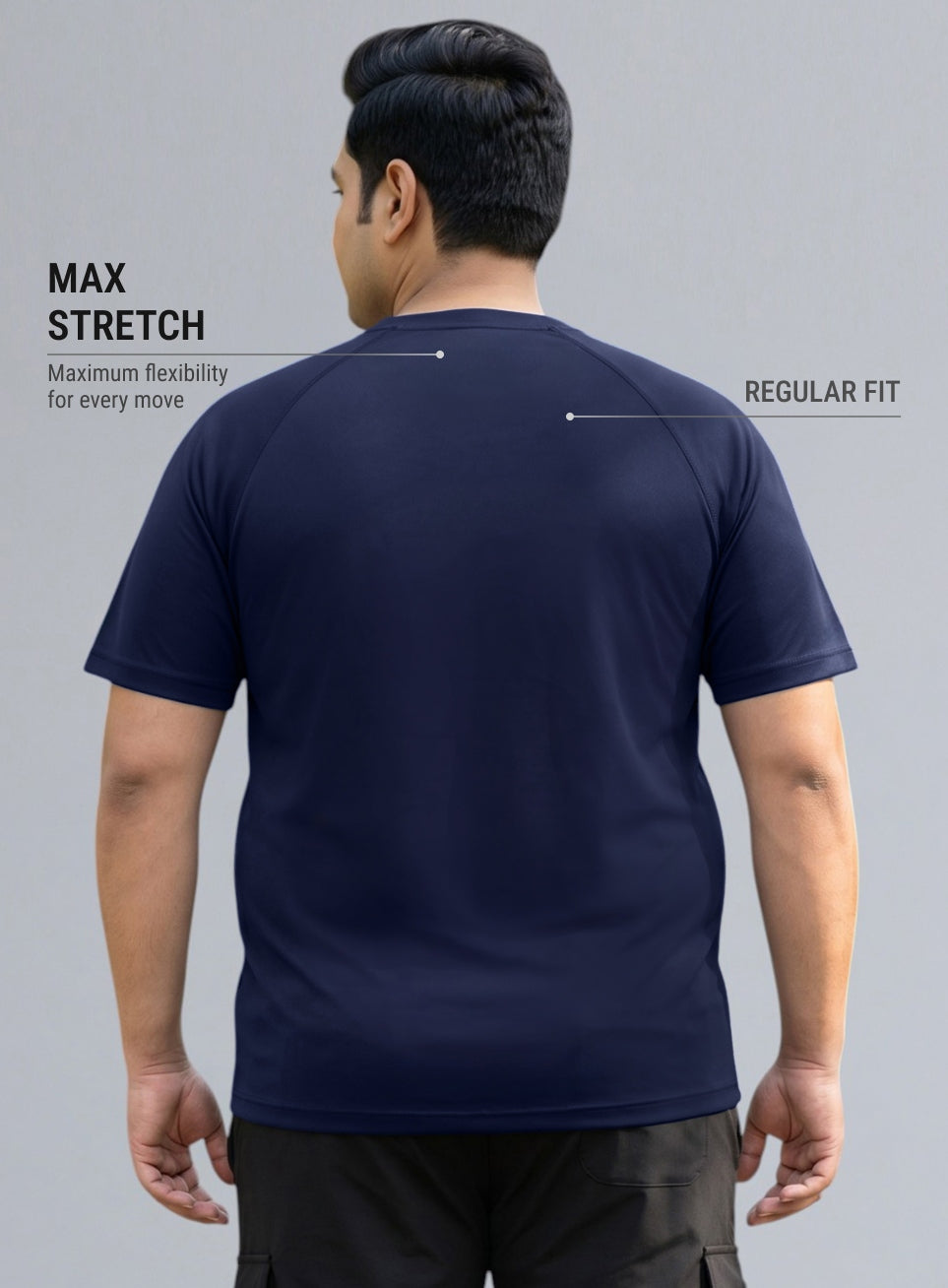 Men's Navy Ultimate Running Plus Size Regular Fit T-shirt